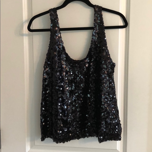 Zara Tops Zara Black Sequin Tank Top Poshmark